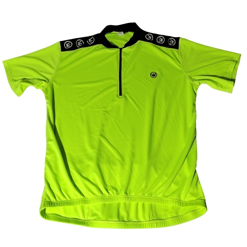 Canari Mens XL Cycling Jersey Neon Yellow Black 1/4 Zip Short Sleeve Road Bike